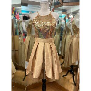 Carolina Gold Sequin Short Formal Dress in M